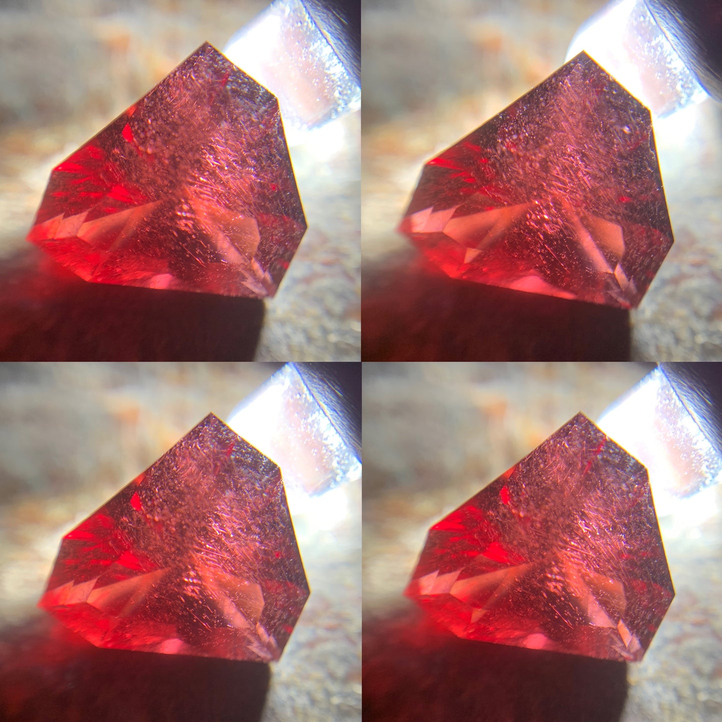 Red Garnet Fantasy / Concave Cut Fancy Shield 3.12 Ct Natural Loose Gemstone For Jewelry Making