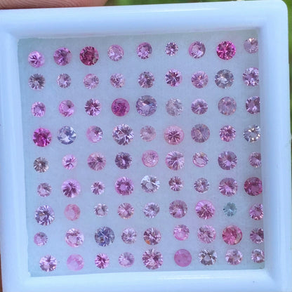 Unheated Pink & Purple 1.8 - 2.6 mm Sapphire Rounds 4.85 Ct Loose Gemstone Parcel of 81 Stones