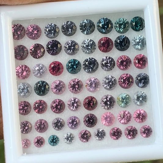 Spinel Rounds Multicolor Parcel of 11.45 Ct / 57 Stones Loose Natural Loose Gemstones For Jewelry Making
