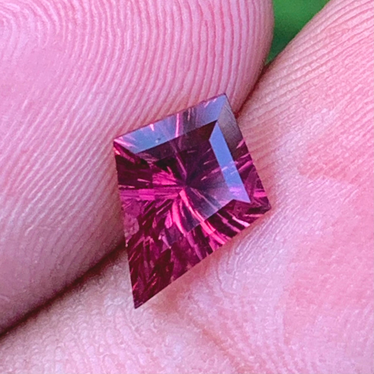 Pinkish Red Garnet Concave Fantasy Cut 1.35 Ct Modified Kite Natural Loose Gemstone