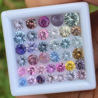 Unheated Sapphire 2.5 - 4.5 mm Rounds 6.75 Ct Multicolor Loose Gemstone Parcel of 37 Stones
