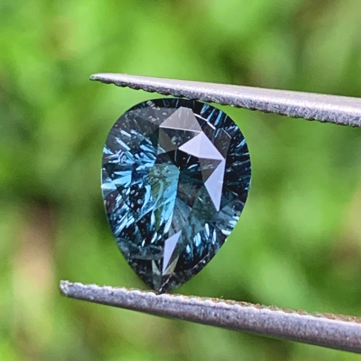 Teal Blue Spinel Concave Fantasy Cut 1.32 Ct Pear Natural Loose Gemstone