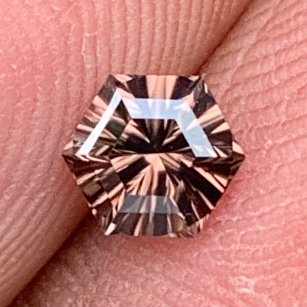 Brown Zircon Hexagon 0.64 Ct Concave Cut / Fantasy Cut Natural Loose Gemstone