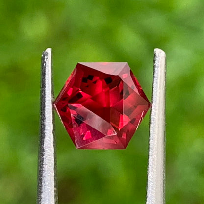 Natural Red Garnet Hexagon Fancy Lotus Cut Design 1.45 Ct Loose Gemstone for Jewelry Making