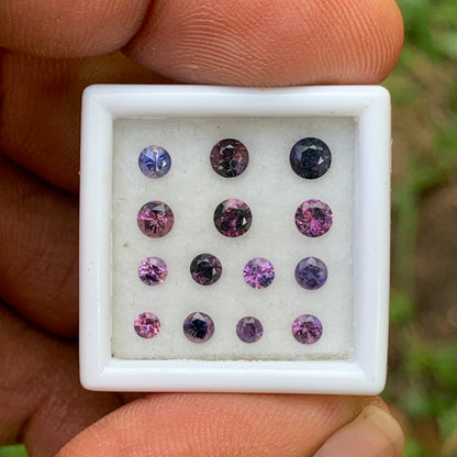 Bi Color Sapphire Natural Unheated Brilliant Cut Rounds 2.3 - 3.7 mm 2.04 Ct / 14 Loose Ceylon Sapphire Parcel from Sri Lanka
