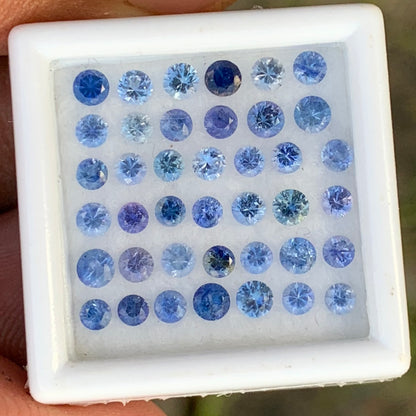 Blue Sapphire 2.3 - 2.7 mm Rounds 3.06 Ct Loose Gemstone Parcel of 40 Stones
