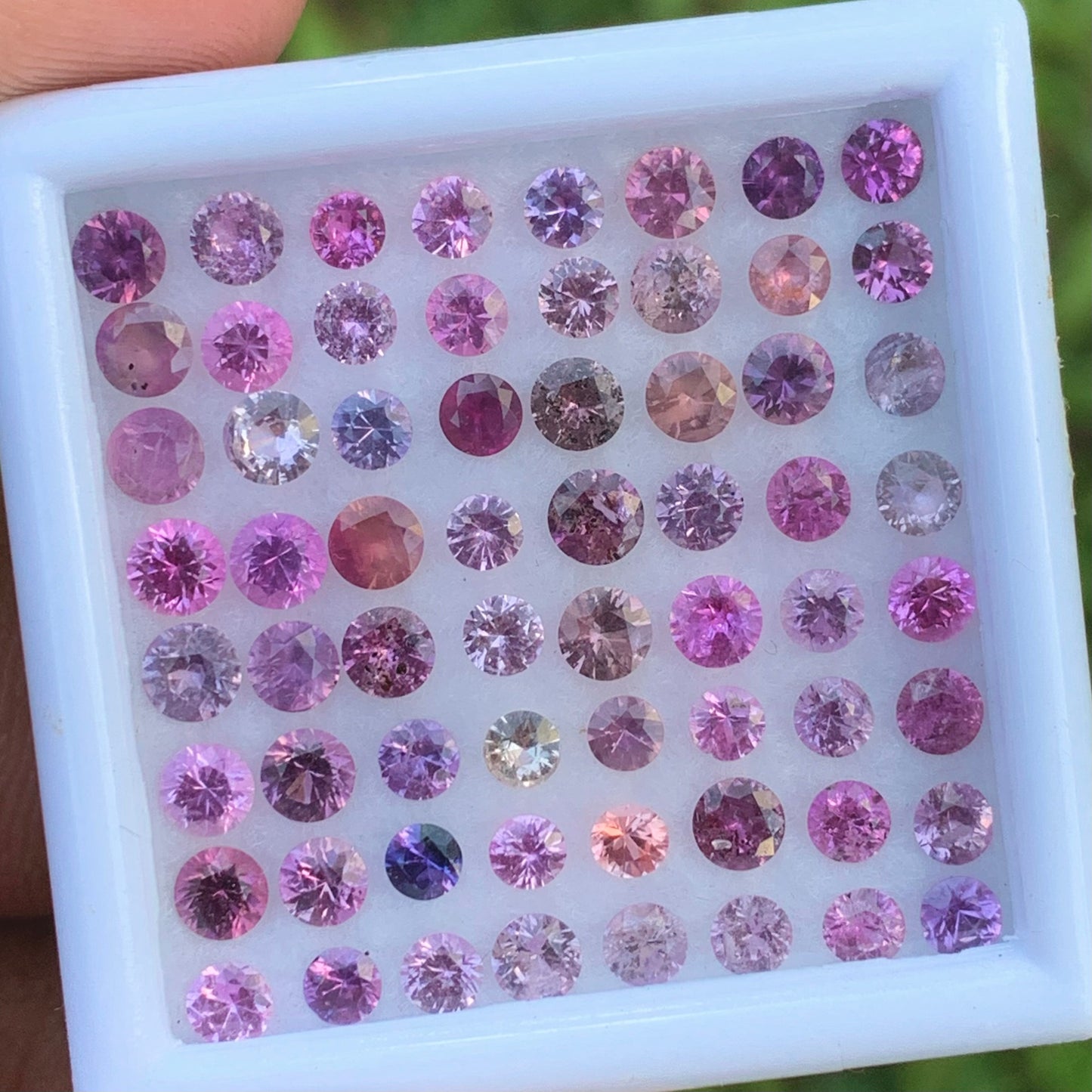 Unheated Pink & Purple 3 - 3.6 mm Sapphire Rounds 7.75 Ct Loose Gemstone Parcel of 64 Stones