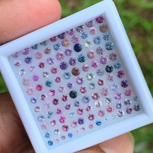 Unheated Sapphire 1 mm - 2.6 mm Rounds 4.4 Ct Multicolor Loose Gemstone Parcel of 114 Stones