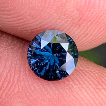 Teal Blue Spinel Fantasy / Concave Cut 6.1 mm Round 0.97 Ct Natural Loose Gemstone