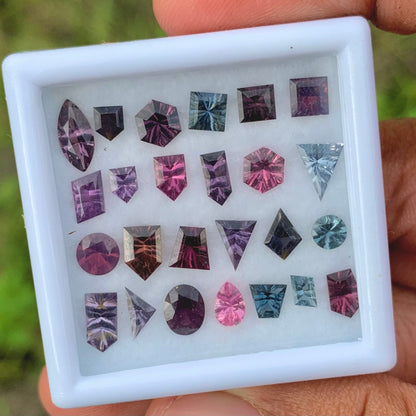 Spinel Concave / Fantasy Cut Geometric Shape Stones Parcel 8.33 Ct / 25 Stones Multicolor Natural Loose Gemstones