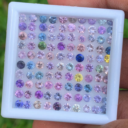 Unheated Sapphire 2.7 mm - 2.9 mm Rounds 10.75 Ct Multicolor Loose Gemstone Parcel of 100 Stones