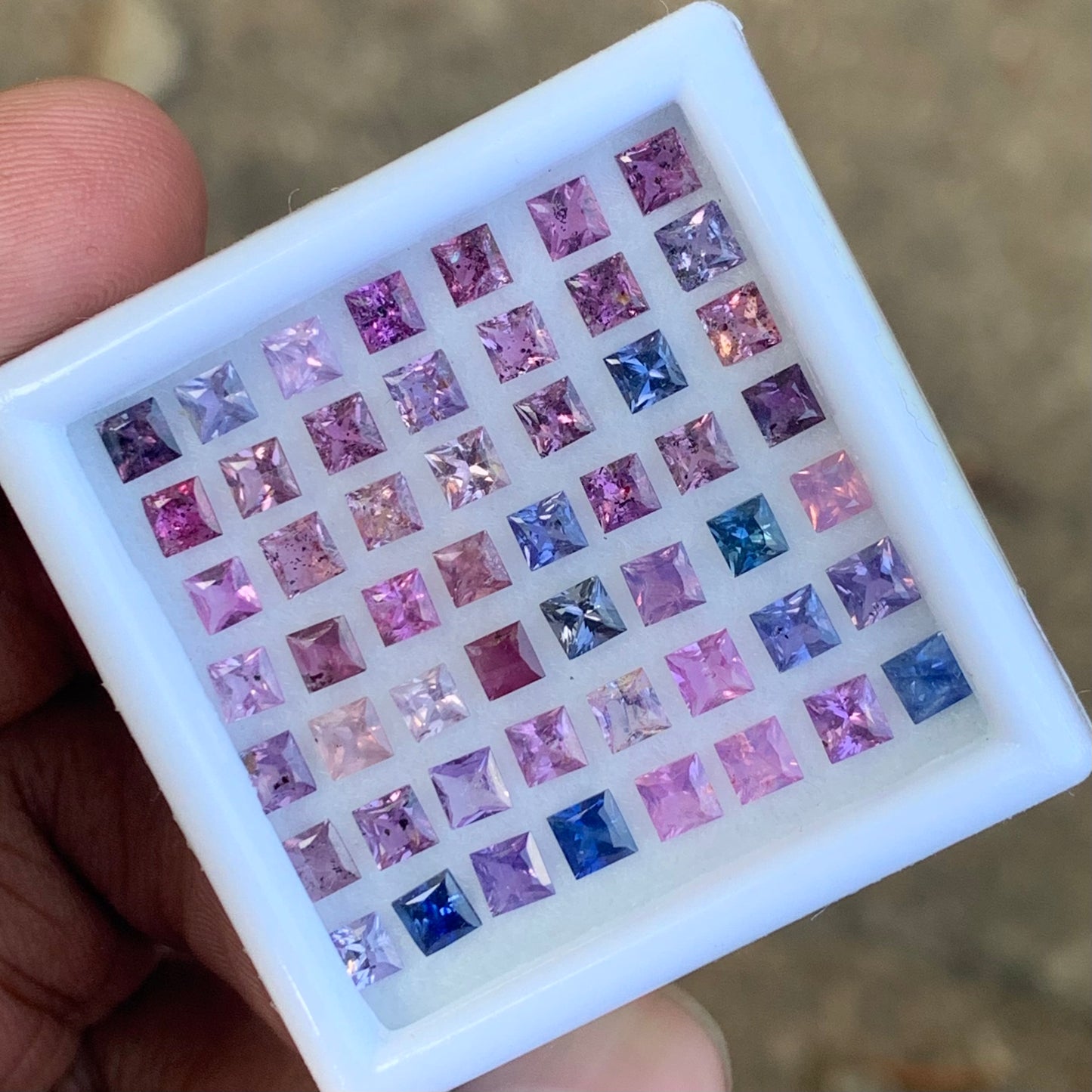 Unheated Sapphire Multicolor Princess Cut Square 9.08 Ct / 21 Natural Loose Gemstone Parcel from Sri Lanka