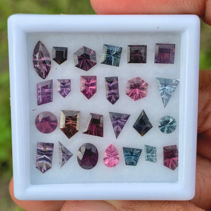 Spinel Concave / Fantasy Cut Geometric Shape Stones Parcel 8.33 Ct / 25 Stones Multicolor Natural Loose Gemstones