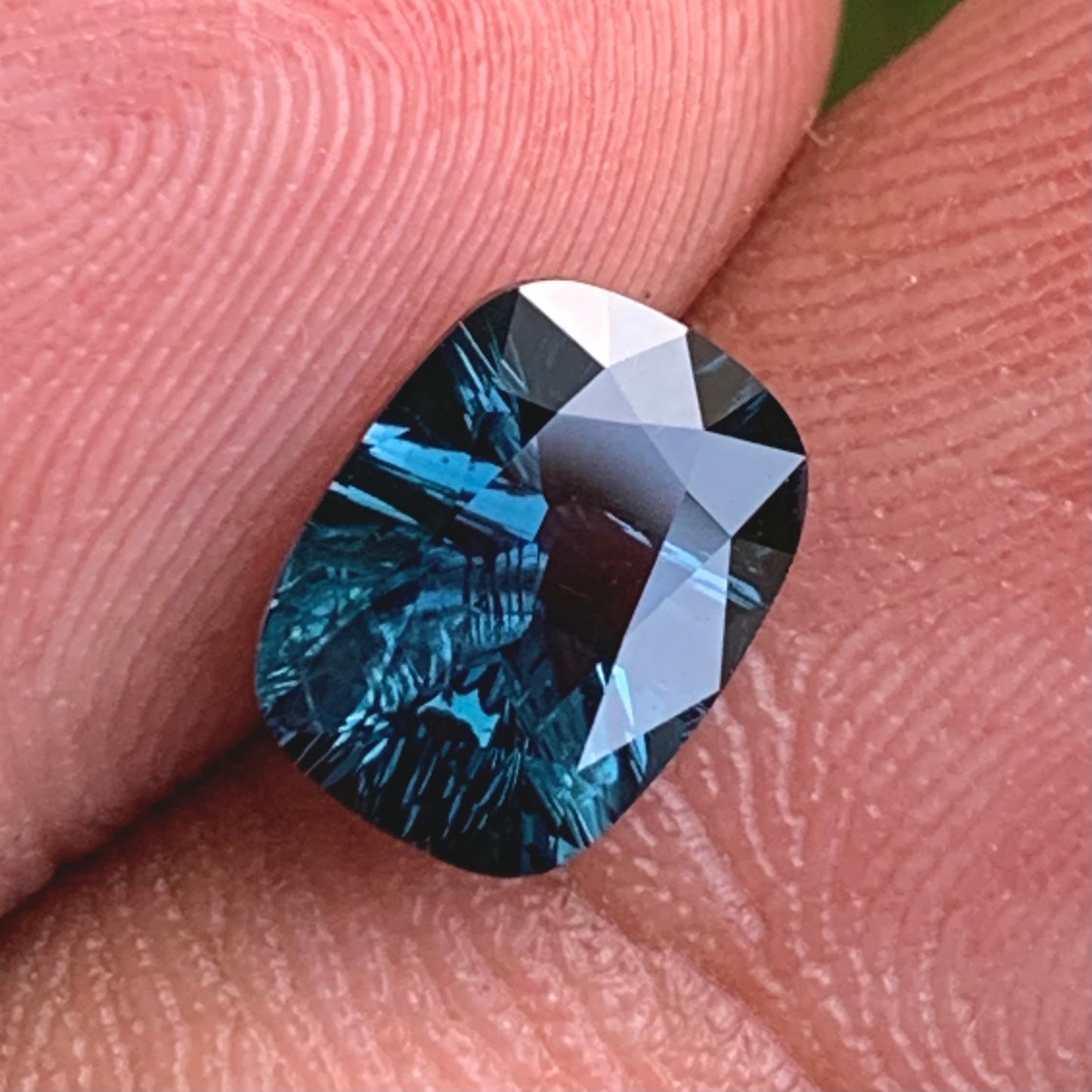 Teal Blue Spinel Concave Fantasy Cut 1.32 Ct Rectangular Cushion Natural Loose Gemstone
