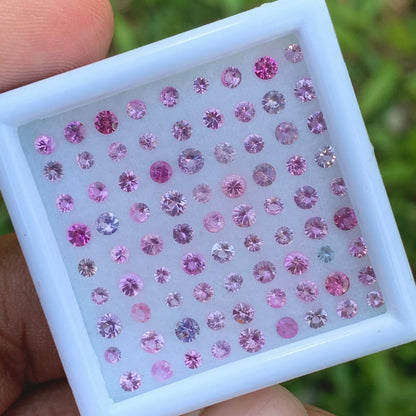 Unheated Pink & Purple 1.8 - 2.6 mm Sapphire Rounds 4.85 Ct Loose Gemstone Parcel of 81 Stones