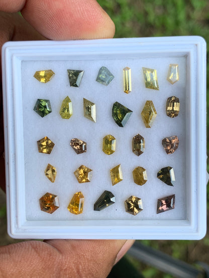 Zircon Geometric Shape Loose Gemstones Wholesale Parcel of Multicolor Natural Gems 14.6 Ct / 27 Stones