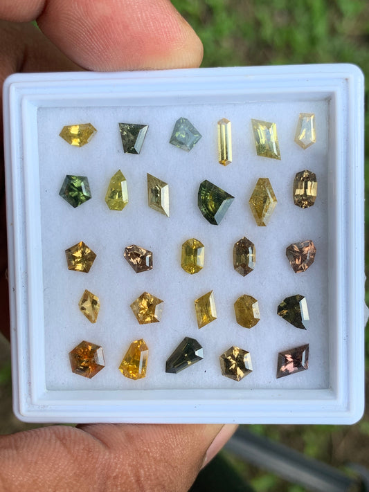 Zircon Geometric Shape Loose Gemstones Wholesale Parcel of Multicolor Natural Gems 14.6 Ct / 27 Stones