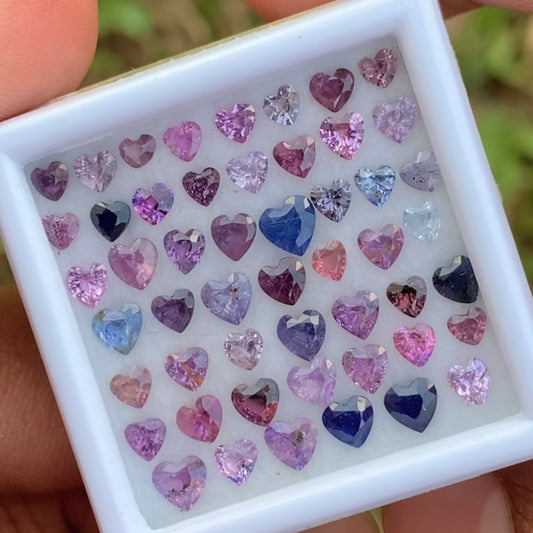 Unheated Sapphire Hearts Multicolor Loose Gem Parcel of 11.05 Ct / 63 Natural Gemstones For Fine Jewelry