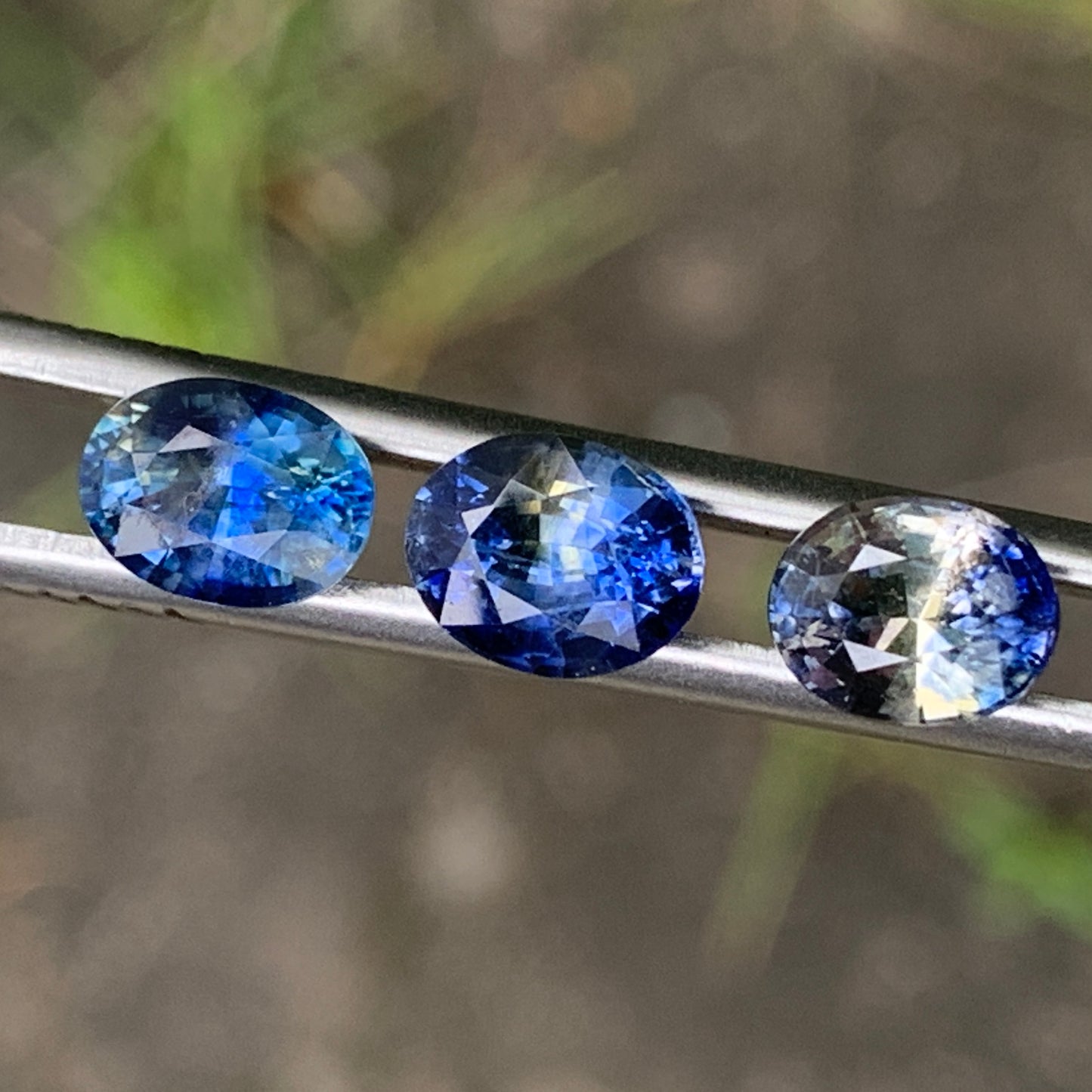 Blue & Yellow Bicolor Sapphire Ovals Natural Heated Only Loose Gemstones 4.30 Ct / 3 Stones From Sri Lanka