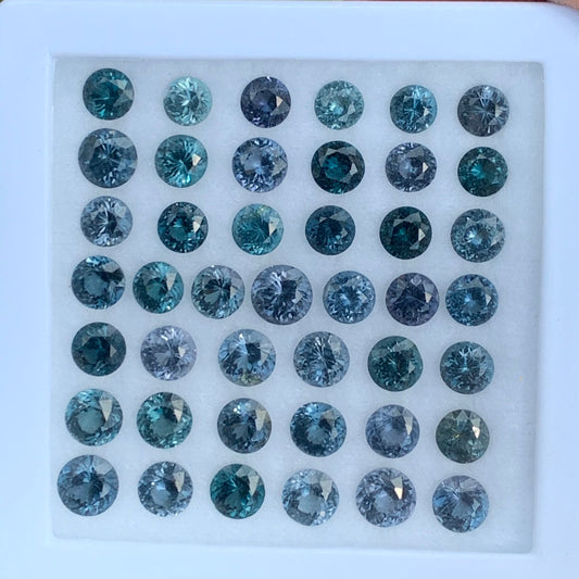 Teal Blue Spinel Round Loose Gem Parcel of 18.75 Ct / 43 Natural Gemstones