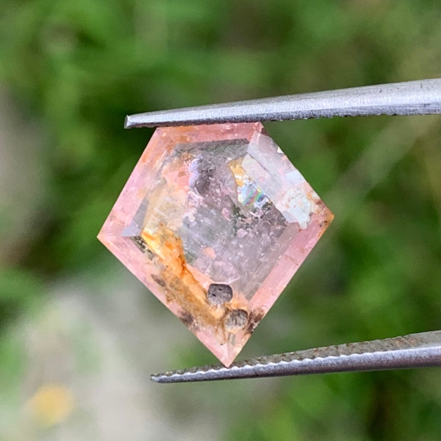 Orangish Pink Padparadscha Sapphire Portrait Cut Tablet 3.87 Ct Natural Loose Gemstone