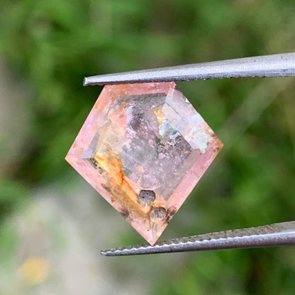 Orangish Pink Padparadscha Sapphire Portrait Cut Tablet 3.87 Ct Natural Loose Gemstone