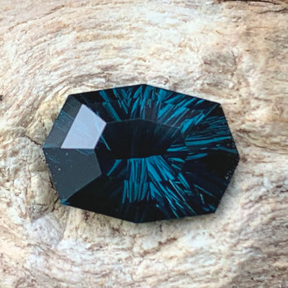 Teal Blue Spinel Concave Fantasy Cut 2 Ct Modified Cushion Natural Loose Gemstone