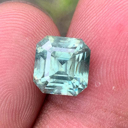 Mint Green Zircon Emerald Cut Octagon 6.20 Ct Loose Gemstone For Contemporary Jewelry