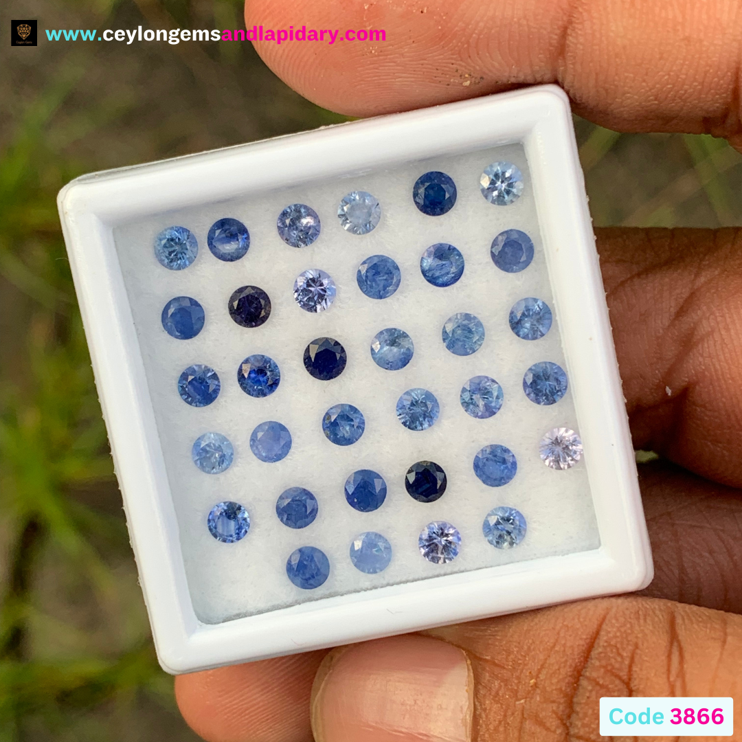 Blue Sapphire 3.3 mm Rounds 5.76 Ct Loose Gemstone Parcel of 34 Stones 💎