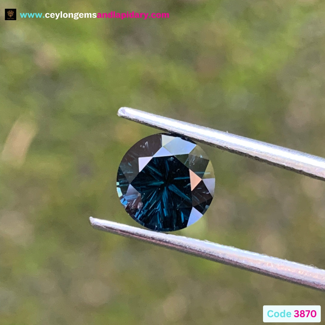 ✨ Deep Teal Blue Spinel Concave Cut 7.5 mm Round 1.65 Ct 💎
