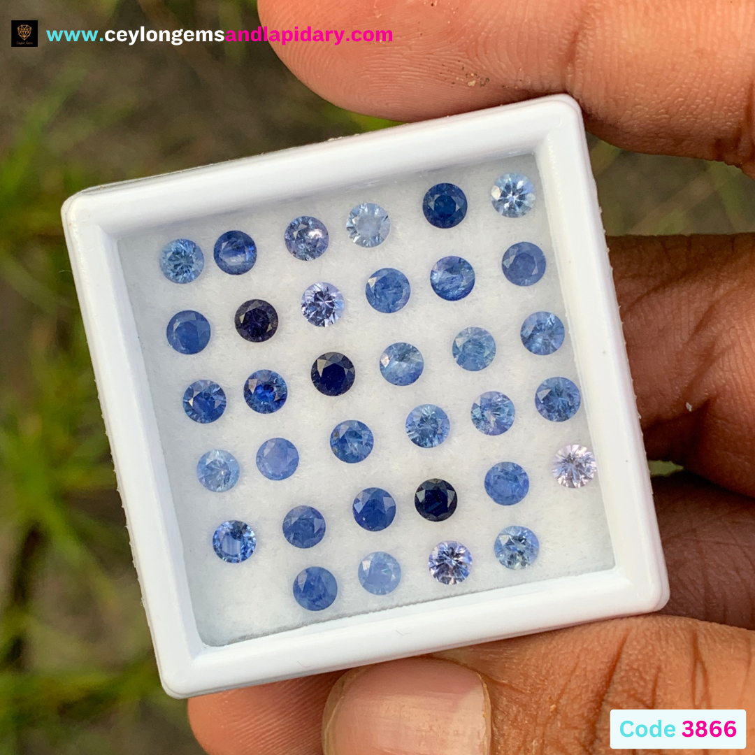 Blue Sapphire 3.3 mm Rounds 5.76 Ct Loose Gemstone Parcel of 34 Stones 💎