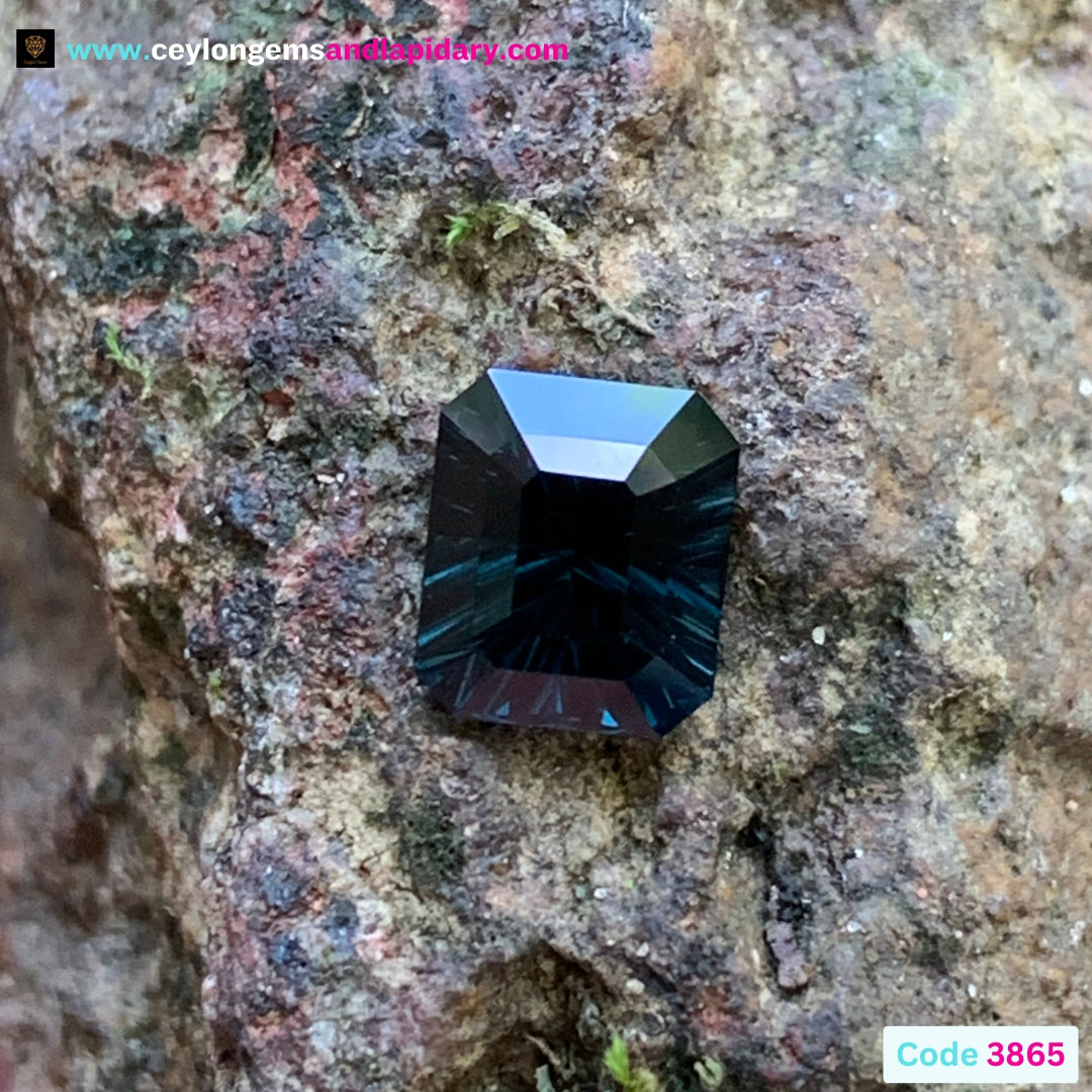 ✨ Deep Teal Blue Spinel Concave Fantasy Emerald Cut 1.37 Ct Natural Loose Gemstone 💎