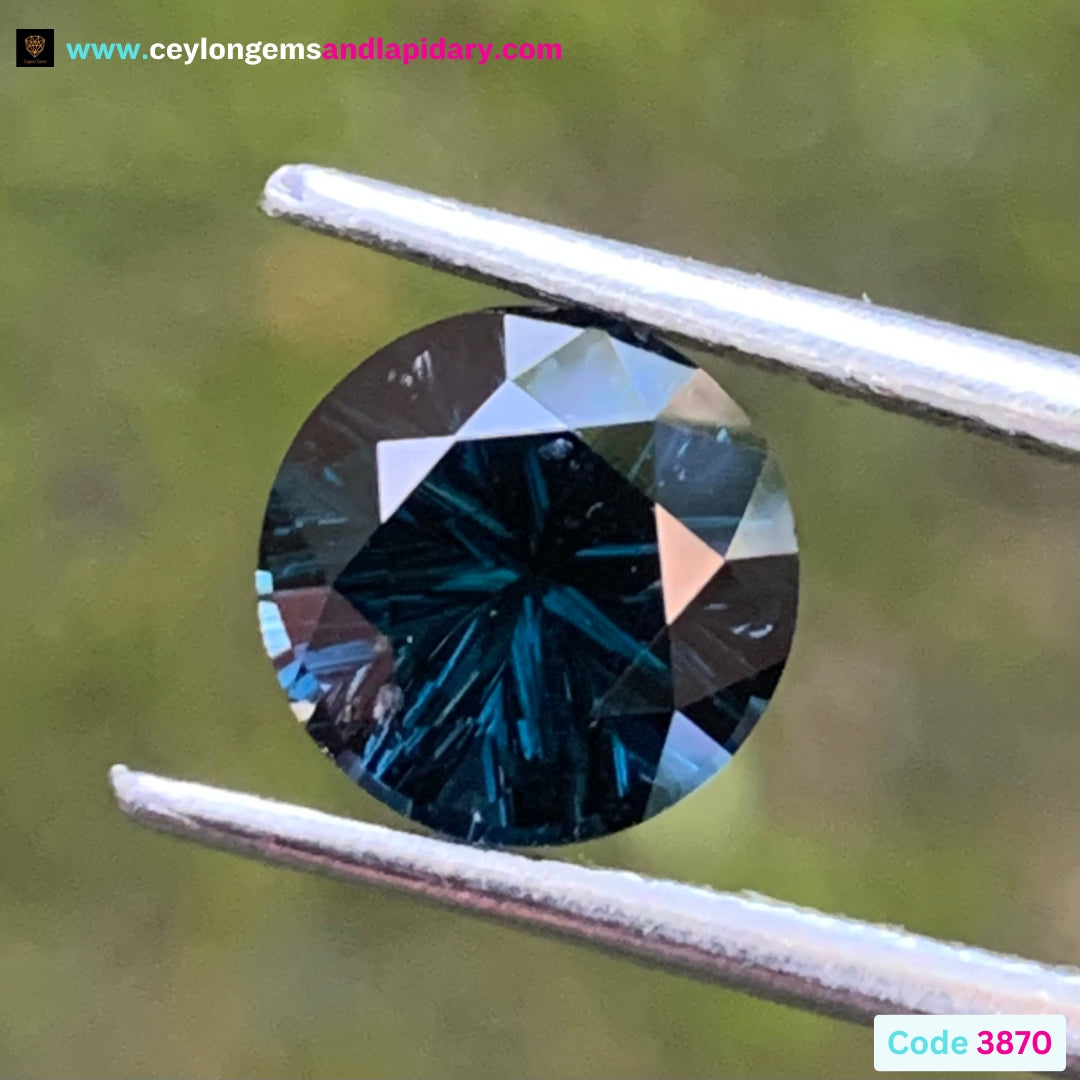 ✨ Deep Teal Blue Spinel Concave Cut 7.5 mm Round 1.65 Ct 💎