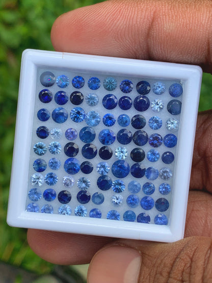 Blue Sapphire 2.8 - 3.6 mm Rounds 10.80 Ct Loose Gemstone Parcel of 81 Stones