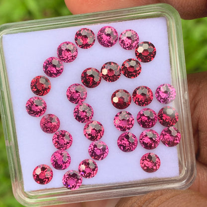Red Garnet 4.5 mm Football Cut Rounds 13.70 Ct / 31 Stones Parcel of Natural Loose Gemstones From Sri Lanka
