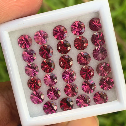Red Garnet 4.5 - 5 mm Concave Fantasy Cut Rounds 15.80 Ct / 29 Stones Parcel of Natural Loose Gemstones From Sri Lanka