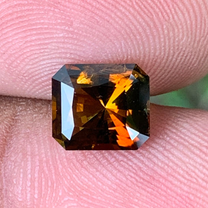 Brownish Orange Yellow Concave Cut / Fantasy Cut Tourmaline Octagon Natural Certified 2.17 Ct Loose Gemstone