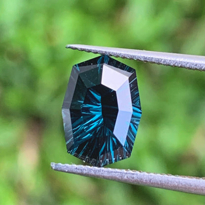 Teal Blue Spinel Concave Fantasy Cut 2 Ct Modified Cushion Natural Loose Gemstone