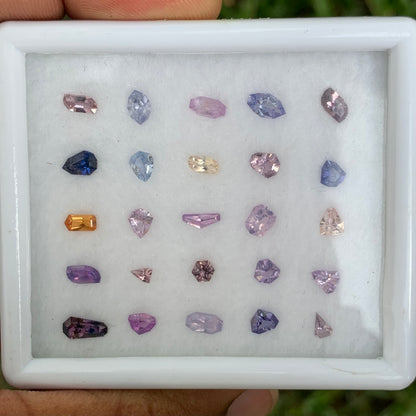 Sapphire Natural Unheated Fancy Geometric Shape Loose Gemstone Parcel 7.04 Ct / 25 Gemstones From Sri Lanka