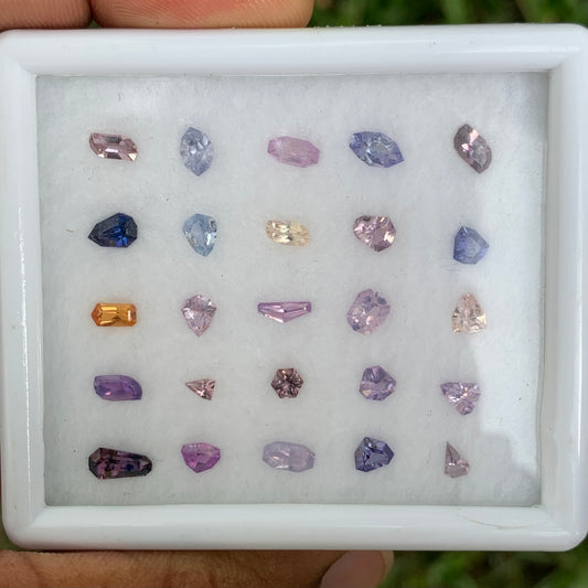 Sapphire Natural Unheated Fancy Geometric Shape Loose Gemstone Parcel 7.04 Ct / 25 Gemstones From Sri Lanka