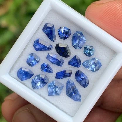 Ceylon Blue Sapphire Geometric Shape Stones Parcel Of 4 Ct / 17 Stones Heated Only Natural Loose Gemstone For Jewelry Making