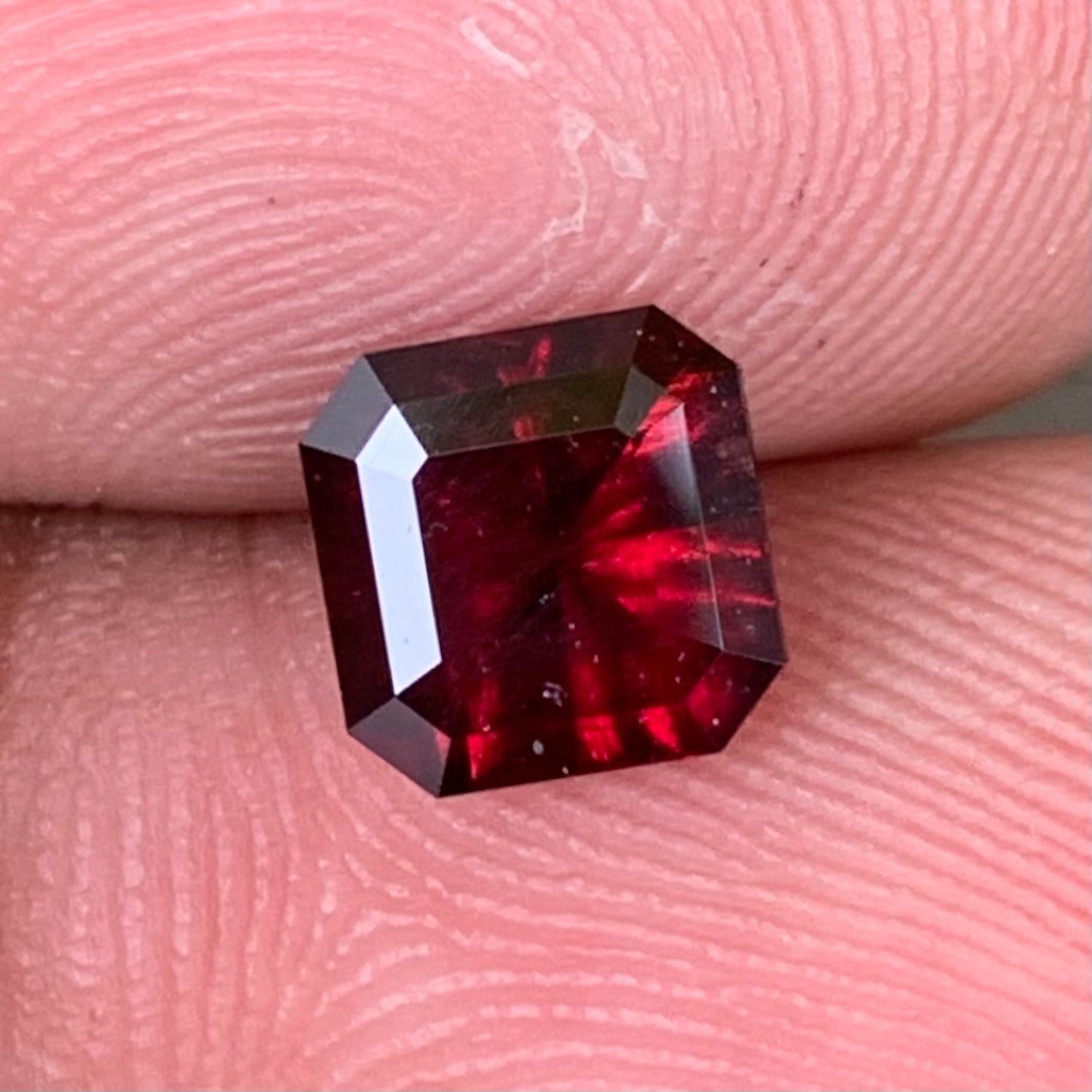 Deep Red Garnet Corner Cut Square 1.39 Ct Natural Loose Gemstone for Jewelry Making