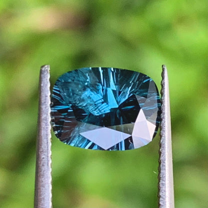 Teal Blue Spinel Concave Fantasy Cut 1.32 Ct Rectangular Cushion Natural Loose Gemstone