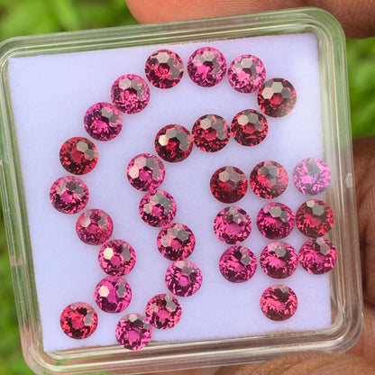 Red Garnet 4.5 mm Football Cut Rounds 13.70 Ct / 31 Stones Parcel of Natural Loose Gemstones From Sri Lanka