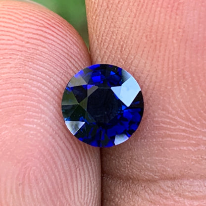 Blue Sapphire 6.7 mm Round Heated Only 1.35 Ct Natural Loose Gemstone for Jewelry Making