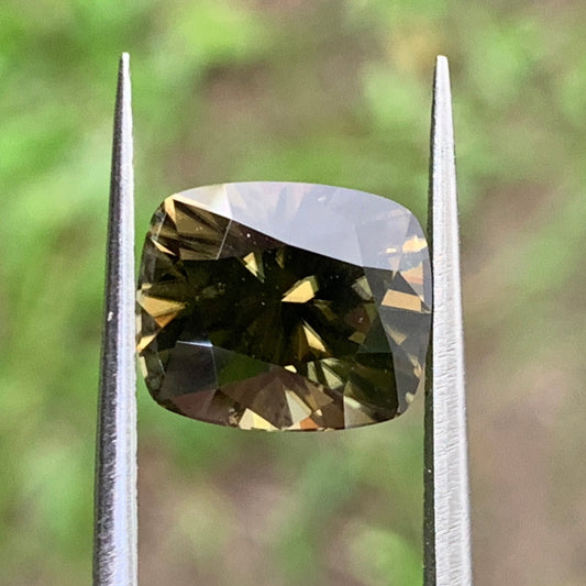 Brownish Green Zircon Rectangular Cushion Natural Certified 5.85 Ct Loose Gemstone