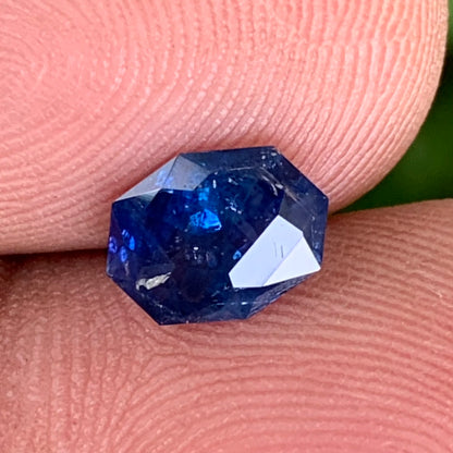 Heavily Included Deep Blue Sapphire Octagon 1.15 Ct Loose Gemstone from Sri Lanka