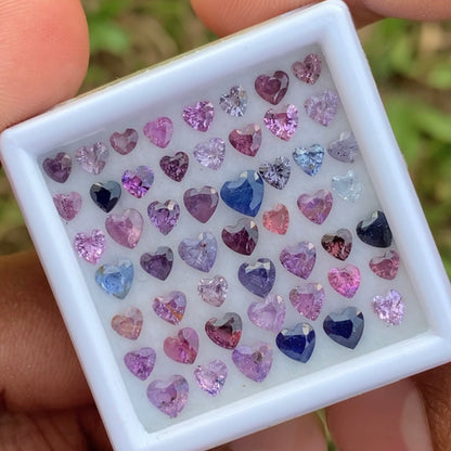 Unheated Sapphire Hearts Multicolor Loose Gem Parcel of 11.05 Ct / 63 Natural Gemstones For Fine Jewelry