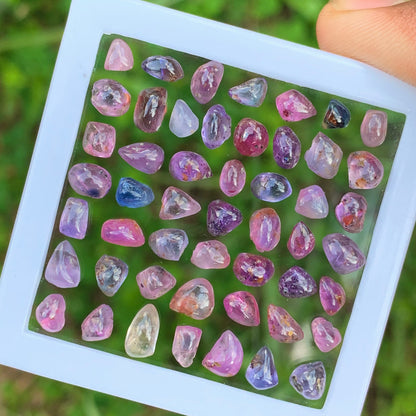 Natural Unheated Sapphire Multicolor Cabochons Free form / Free shapes 23.75 Ct / 50 Loose Gemstone Parcel from Sri Lanka