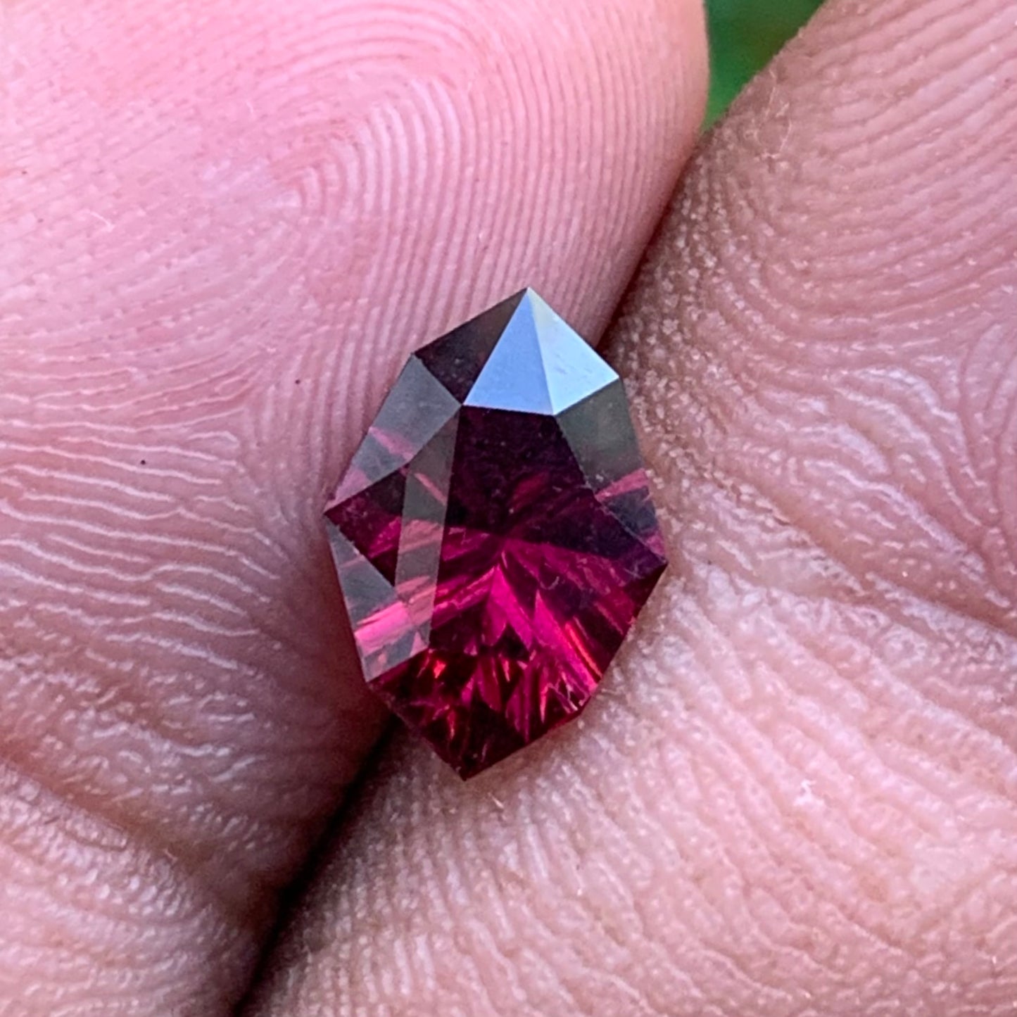 Red Garnet Fantasy / Concave Cut Modified Marquise 1.63 Ct Natural Loose Gemstone For Jewelry Making